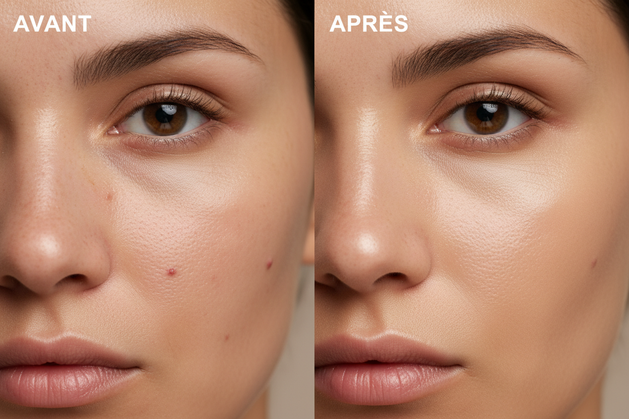 Avant/Après réaliste fond de teint